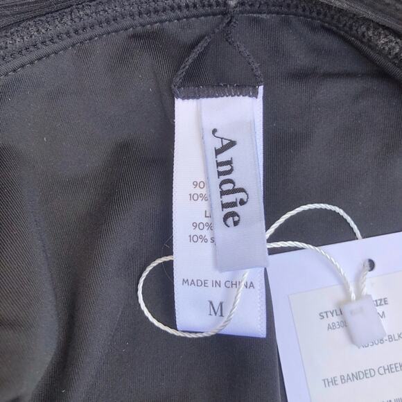 Andie NWT The Bold Banded Cheeky Rib Flattering Bikini Bottom Black Medium - Picture 10 of 16